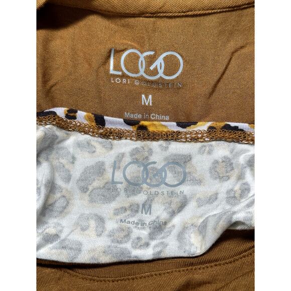 LOGO Lori Goldstein Top Womens Medium Tan Camel Twin Set Layered Tunic Stretch - Picture 6 of 8